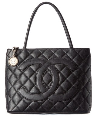 

Черная стеганая кожаная сумка-тоут с медальоном цвета икры Chanel (оригинальные бывшие в употреблении) женская, NA