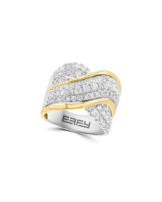Effy Fine Jewelry 14-каратное двухцветное кольцо с бриллиантом, выращенным в лаборатории, 1,91 Карата, Женское 7