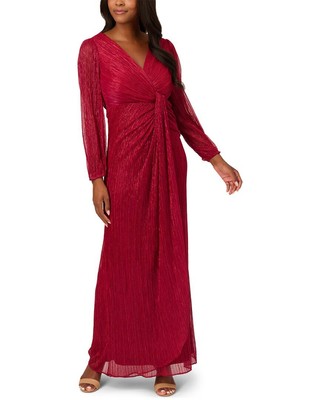 Adrianna Papell Metallic Mesh Draped Gown Womens  0