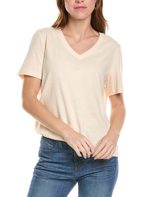 Женская футболка из льняной смеси с V-образным вырезом Lafayette 148 New York James S