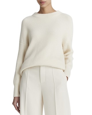 Vince Ribbed Funnel Neck Cashmere-Blend Top Womens  M