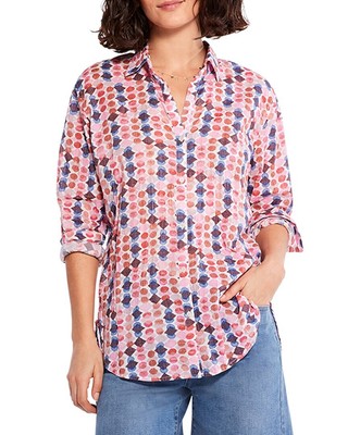 

Женская рубашка бойфренда Nic+Zoe Petite Geo Dots Petite, Розовый