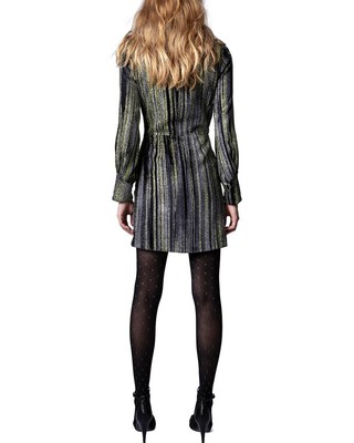 Pre-owned Zadig & Voltaire Rain Silk-blend Dress Women's In Noir