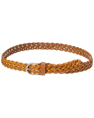 Persaman New York #1128 Braided Leather Belt Womens Brown 95