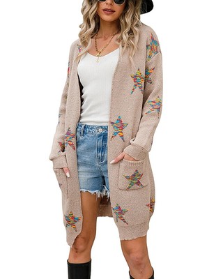 

Наслаждайтесь женским кардиганом Petra, Khaki - multicolor stars print
