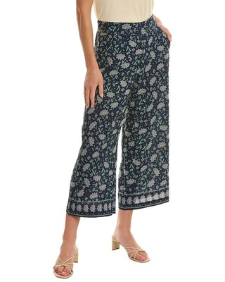 

Женские укороченные широкие брюки Max Studio, Navy/green graphic daffodil, NA