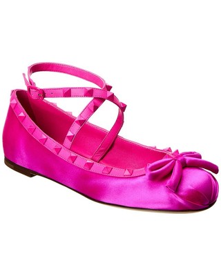

Женские туфли из атласа и кожи на плоской подошве Valentino Rockstud, Розовый, NA