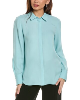 Lafayette 148 New York Silk Scottie Blouse Womens