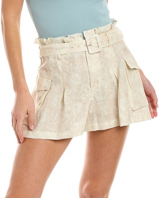 Льняные короткие женские шорты Ramy Brook Dawn белого цвета 0