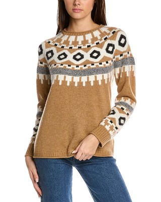 

Hannah Rose Maya Fairisle Женский свитер из шерсти, ангоры и кашемира, Коричневый