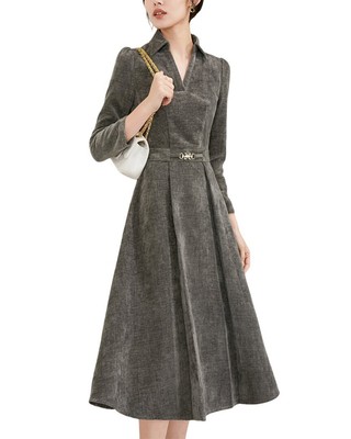 

Женское платье миди Onebuye с рукавом 3/4, Серый