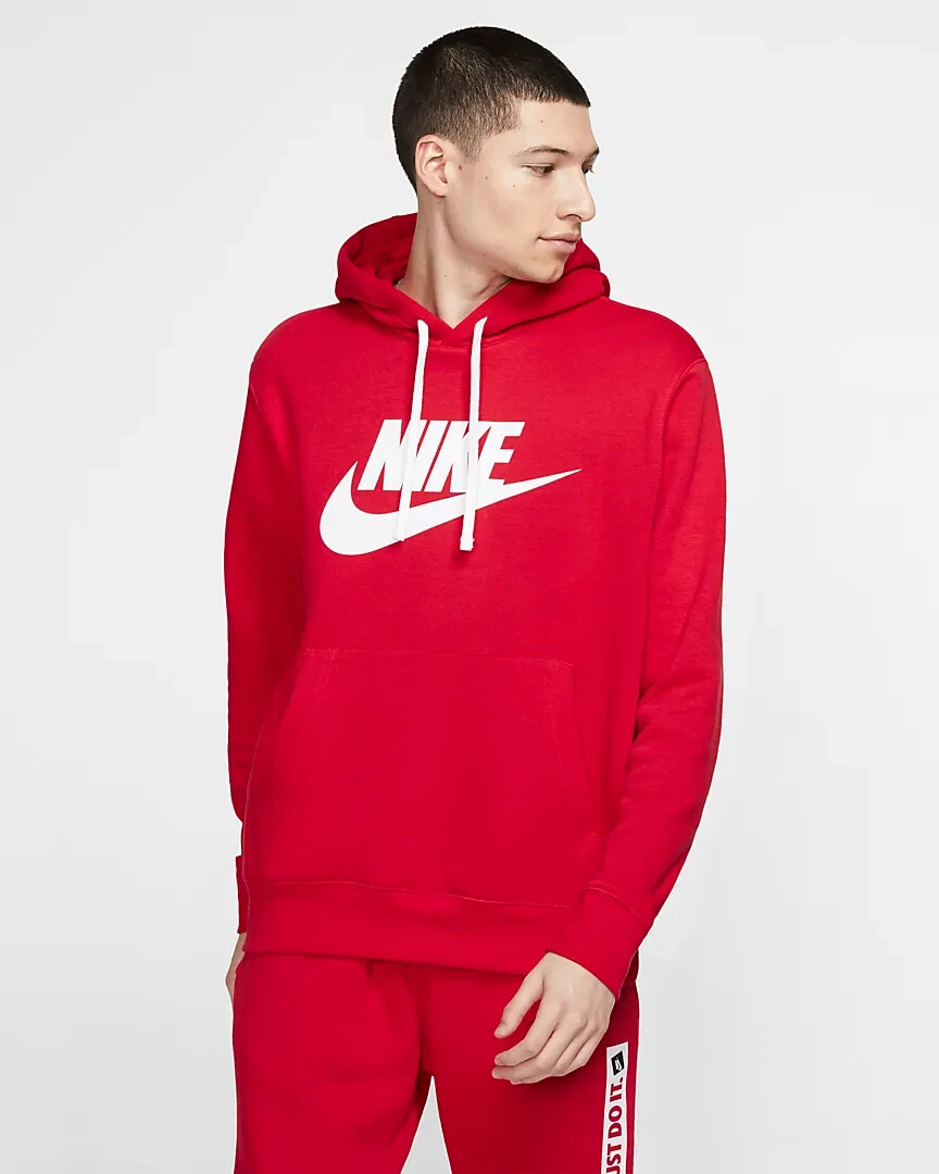 US L NIKE Ｍ CLUB HOODIE US Ｍ JOGGER RED Nike Sportswear Club Fleece Men's Graphic Hoodie
