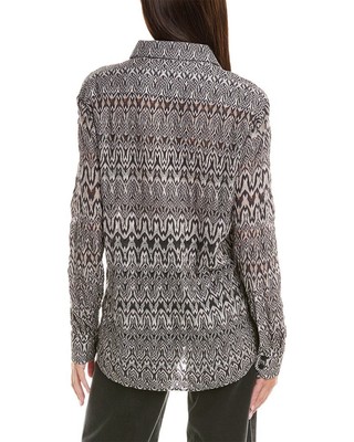 Pre-owned Missoni M  Patterned Wool-blend Shirt Women's Grey S In Gray