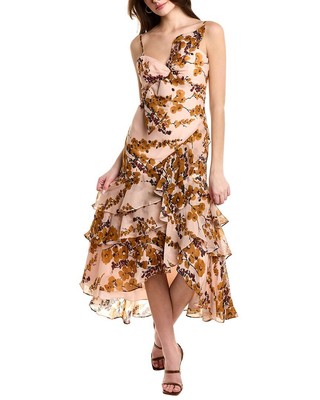 

Многоярусное коктейльное платье Badgley Mischka женское розовое, Розовый