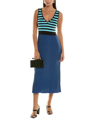 Женское макси-платье на бретелях в обтяжку в полоску от Proenza Schouler White Label синего цвета Xs