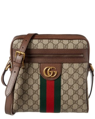 Маленькая сумка-мессенджер Gucci Ophidia Gg Supreme из холста и кожи, женская коричневая