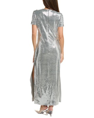 Pre-owned Michael Kors Collection Paillette T-shirt Dress Women's Metallic 8 In Gray