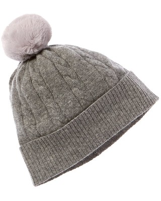 Женская кашемировая шапка Brodie Cashmere с контрастным помпоном на шнурке, серая
