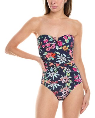 Летнее цельнокроеное женское бандо Tommy Bahama с цветочным рисунком и V-образным вырезом
