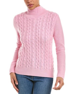 

Женский кашемировый пуловер Kier + J Cableknit, Розовый