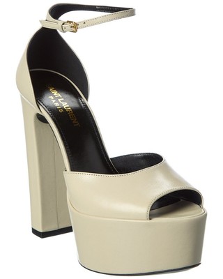Женские кожаные сандалии на платформе Saint Laurent Jodie 95, белые 38