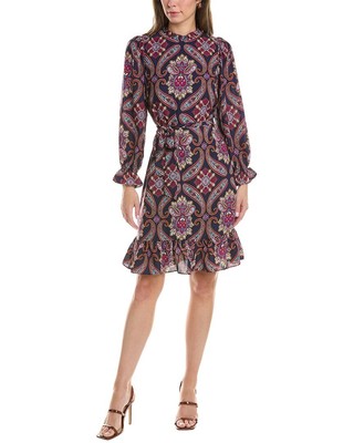 Maggy London Ruffle Shift Dress Womens Blue 0