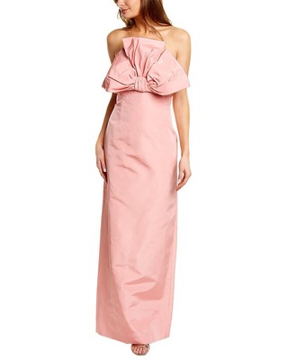 

Carolina Herrera Женское шелковое платье с эффектным бантом, розовое, Розовый
