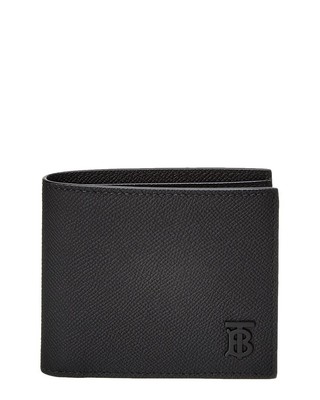 

Мужской кожаный кошелек двойного сложения Burberry Tb, черный