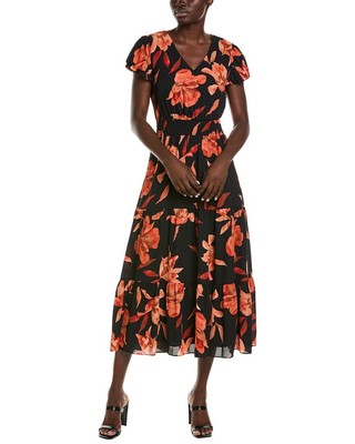 Нанетт Нанетт Лепор Шифоновое платье миди женское черное 8