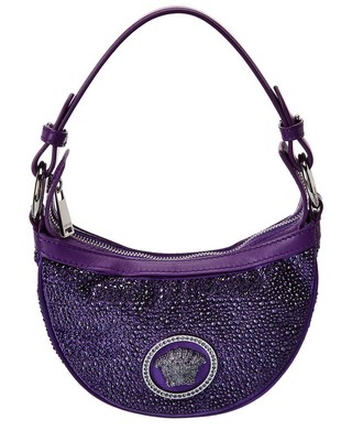 

Versace Crystal Повторная мини-сумка-хобо из шелка женская фиолетовая, NA