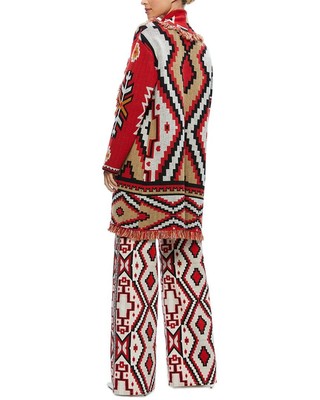 Pre-owned Alice And Olivia Alice + Olivia Astrid Shawl Collar Long Cardigan Women's In Mbright Ruby Combo