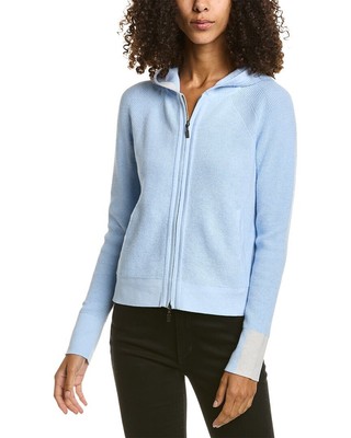 

Женская худи из смесового кашемира с молнией Forte Cashmere Thermal, Синий