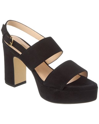 Stuart Weitzman Ono Suede Platform Sandal Womens Black 8.5