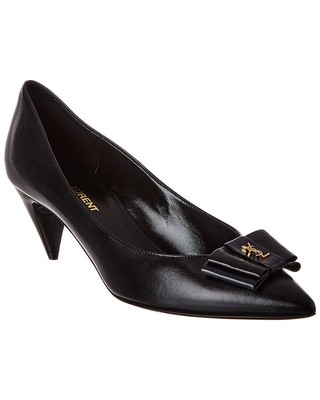 

Женские кожаные туфли Saint Laurent Anais 55, черные, Черный, NA