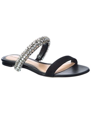 

Женские замшевые сандалии Alexander Mcqueen с кристаллами, Черный, NA