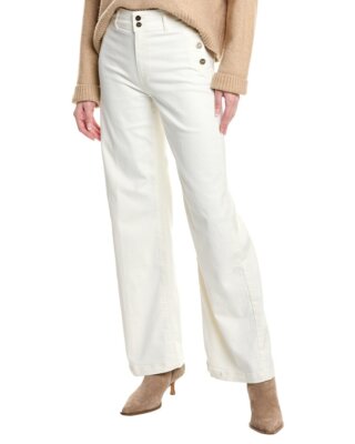 Paige Aubrey Tonal Ecru Wide Leg Jean Womens
