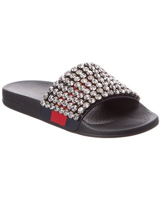 Женские резиновые горки Gucci Crystal Синий 37