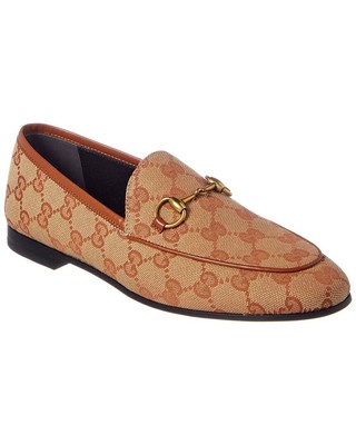 Gucci Jordaan Gg Canvas Loafer Womens Brown 38.5