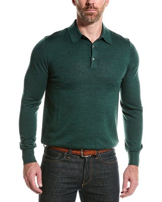 Шерстяной свитер поло Brooks Brothers мужской зеленый M