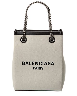 Женский держатель для телефона Balenciaga Duty Free из холста и кожи белого цвета Os