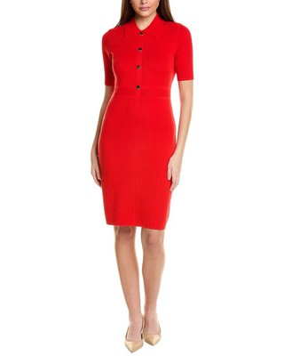 St. John Elbow Sleeve Sheath Dress Womens Red M