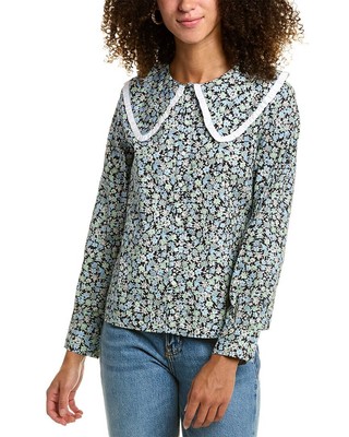 

Женский топ Maje с рюшами и воротником, Синий