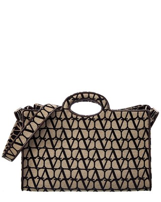 

Женская сумка-тоут из холста и кожи Valentino Toile Iconographe, коричневая, NA