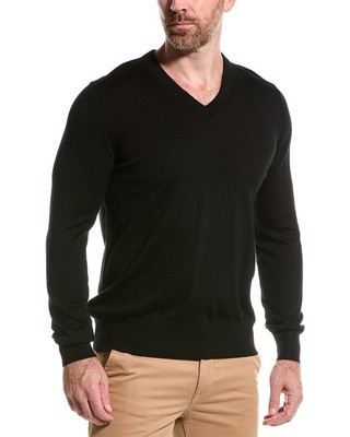 Свитер из мериносовой шерсти Brooks Brothers с V-образным вырезом мужской черный M