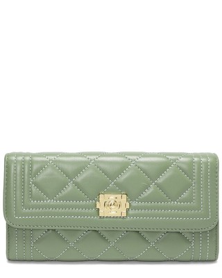 Женский стеганый кожаный кошелек Tiffany & Fred Paris зеленого цвета