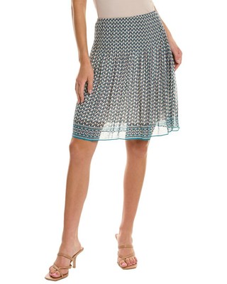 

Юбка трапециевидной формы с принтом Max Studio, женская длина размера X, Teal/blue retro pipe geo