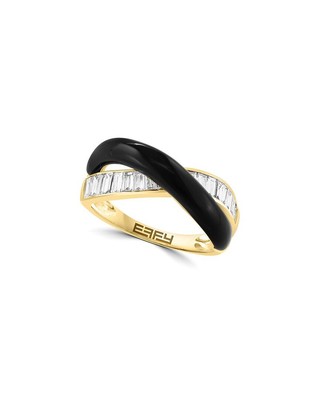 Effy Fine Jewelry Кольцо с бриллиантом и ониксом 14 Карат 3,43 Карата Женское 7