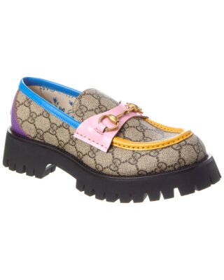 

Женские лоферы Gucci Gg Supreme из ткани и кожи с ремешками, Коричневый, NA