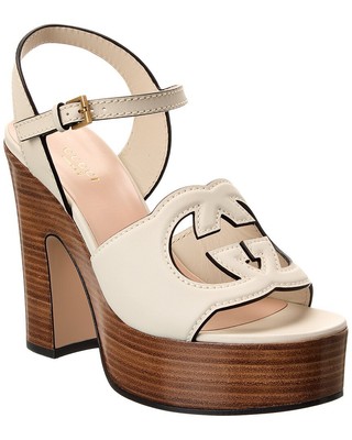 

Женские кожаные сандалии на платформе Gucci Interlocking G, Na, NA