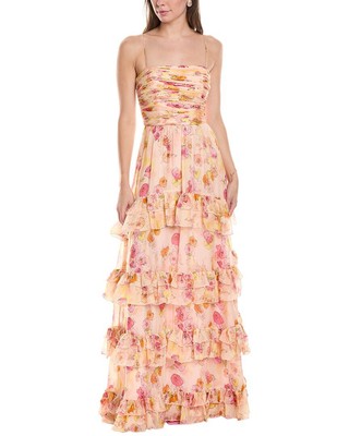 Amur Mallory Tiered Silk Gown Womens Pink 4
